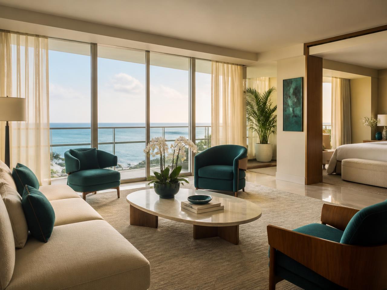 Luxury Miami hotel suite with ocean views